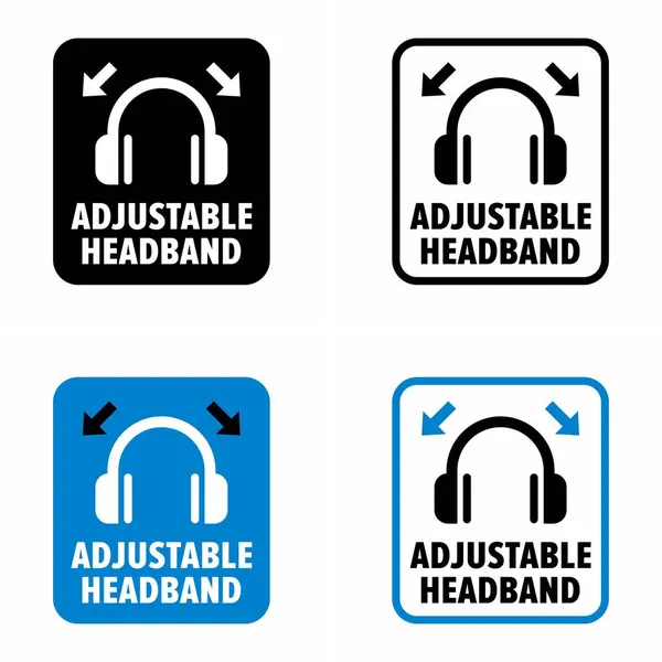 調節可能なヘッドバンド 情報サイン付きヘッドフォン — ストックベクタ