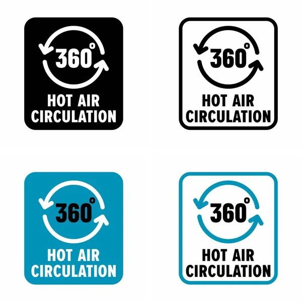 360 Circulación Aire Caliente Signo Información Vectorial — Archivo Imágenes Vectoriales