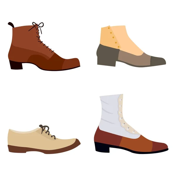 Pánské Vintage Shoes Vektorové Barevné Objekty — Stockový vektor