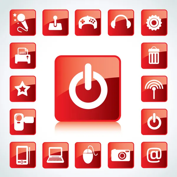 Glossy icon set voor webapplicaties. — Stockvector