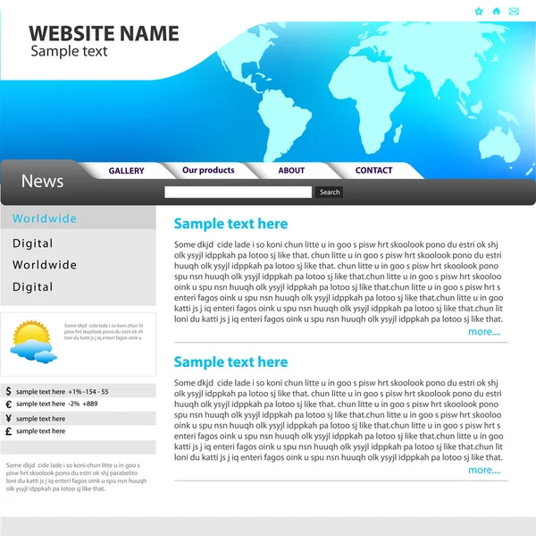 Plantilla de diseño del sitio web, vector . — Vector de stock