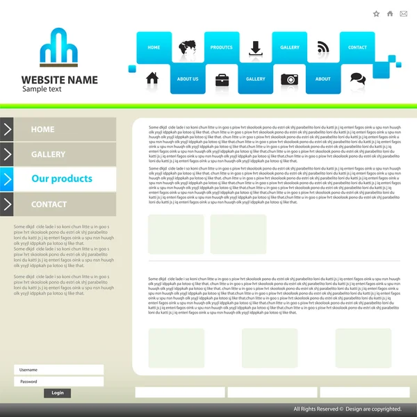 Plantilla de diseño del sitio web, vector . — Vector de stock