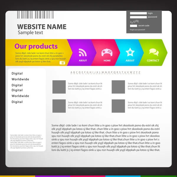 Web site design mall, vektor. — Stock vektor