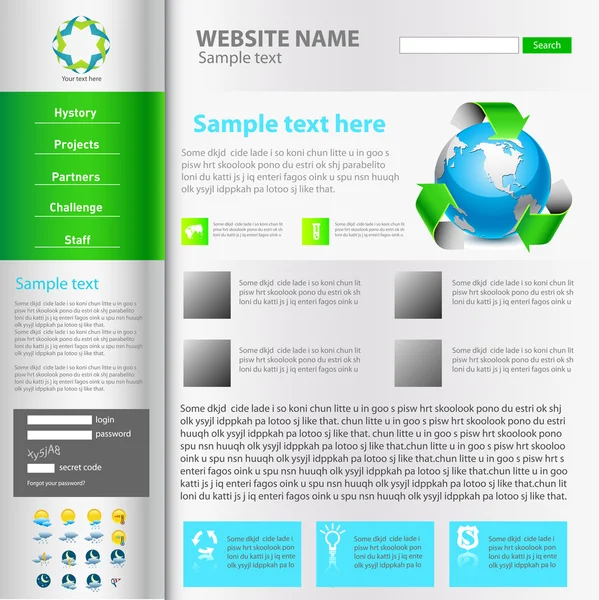 Plantilla de diseño del sitio web, vector . — Vector de stock