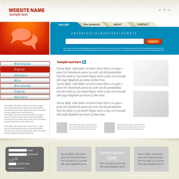 Szablon projektu witryny sieci Web, wektor. — Wektor stockowy