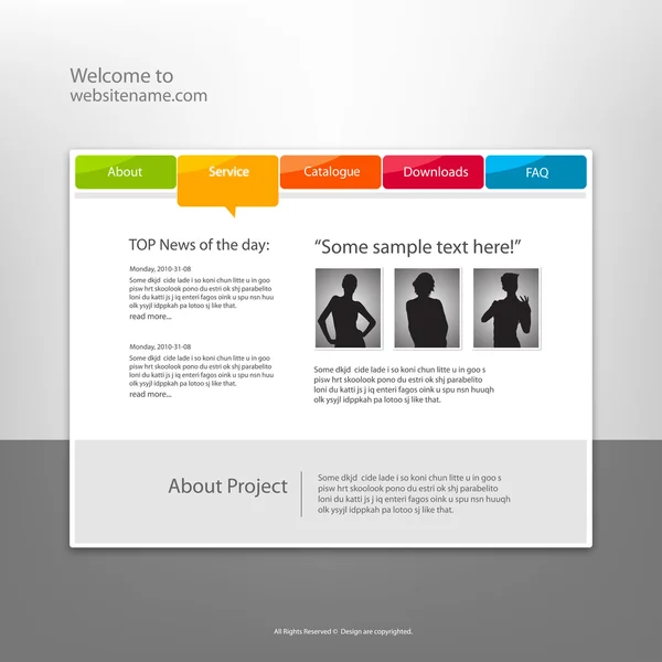 Szablon projektu witryny sieci Web, wektor. — Wektor stockowy