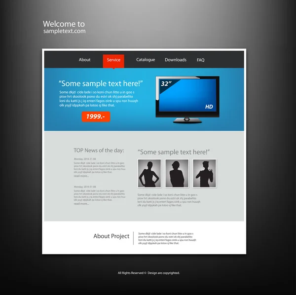 Modello di design del sito web, vettore . — Vettoriale Stock