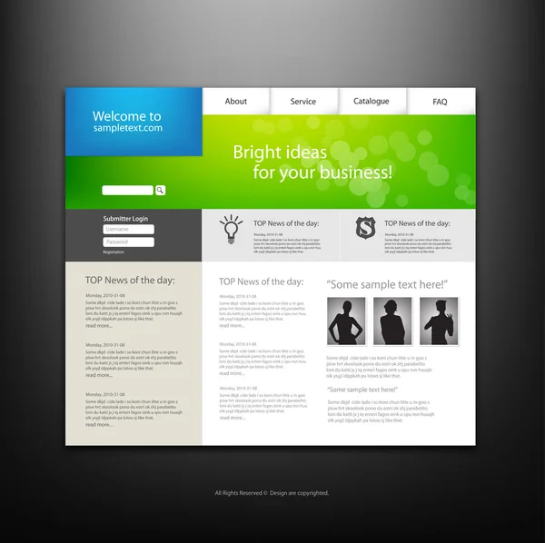 Modello di design del sito web . — Vettoriale Stock