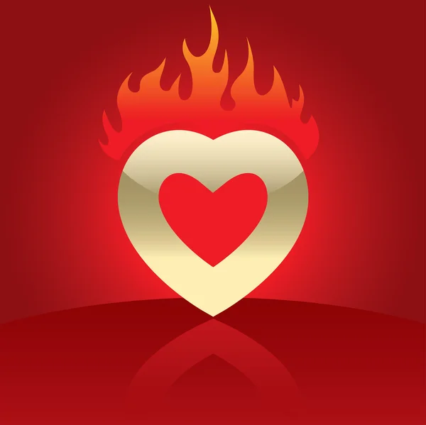 Ilustração vetorial de Coração em chamas —  Vetores de Stock