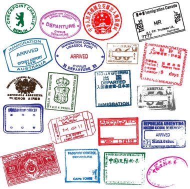 çeşitli vize pulları üzerinden dünya çapında seyahat üzerinden Pasaportlar.