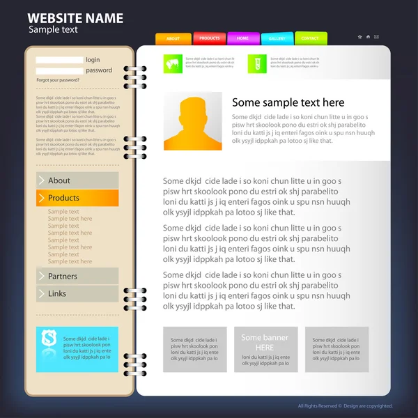 Vektör, Web site tasarım şablonu. — Stok Vektör