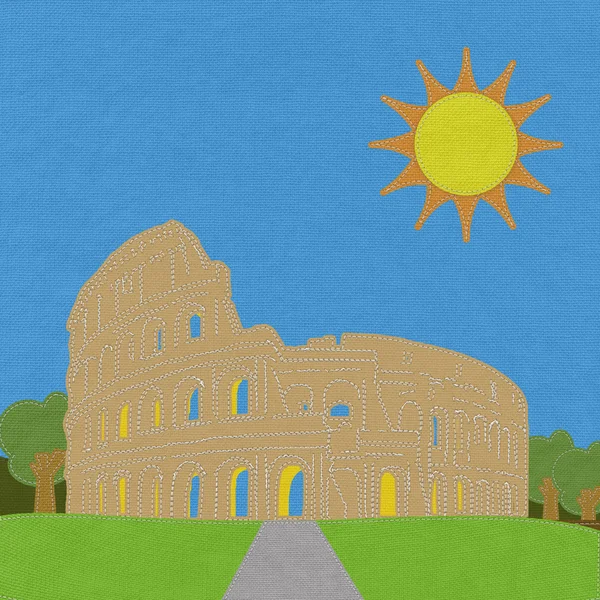 Колизей в Риме со стежком на тканевом фоне — стоковое фото