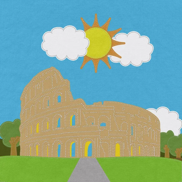 Colosseo a Roma con punto stile su sfondo tessuto — Foto Stock