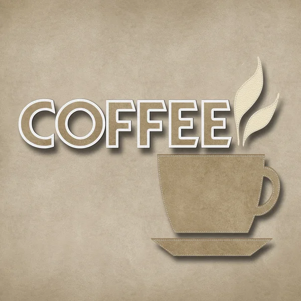 Kaffee mit Stich Stil auf Lederhintergrund — Stockfoto