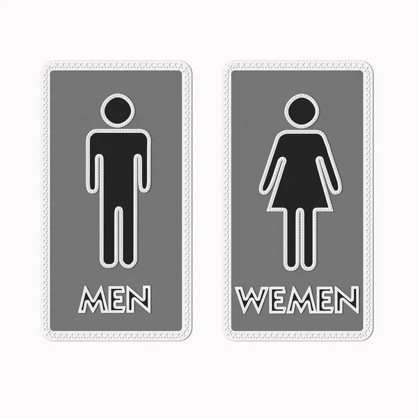 Stitched Man & Woman restroom sign on fabric background — Stock Photo, Image