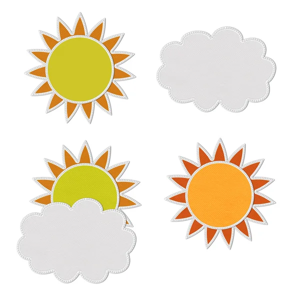 Stich-Stil für Wetter-Ikonen auf dem Stoffhintergrund — Stockfoto