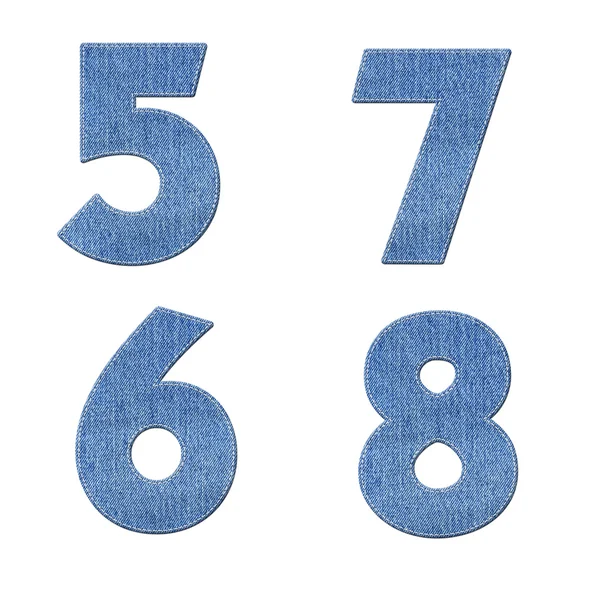 Number with stitch design elements on denim texture — Stock Photo, Image