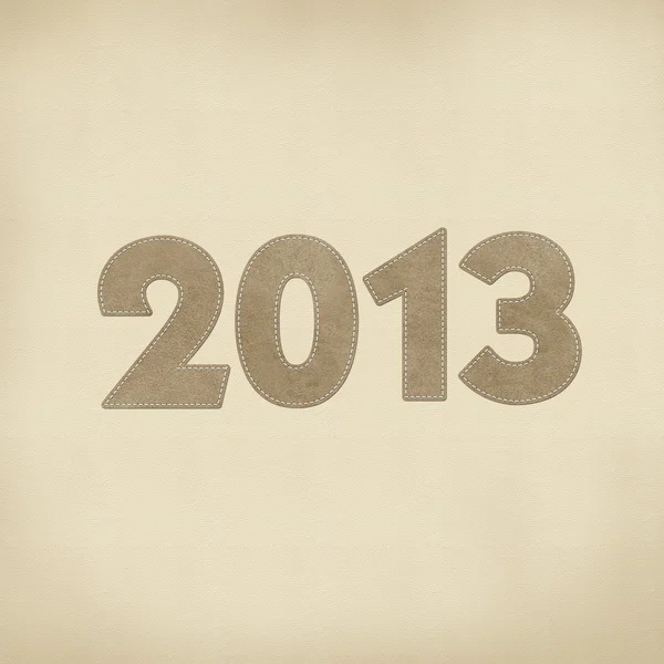 Happy new year 2013 with stitch style on leather — Stock Photo, Image