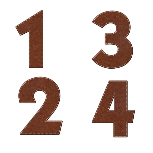 Number with stitch design on leather elements — Stock Photo, Image