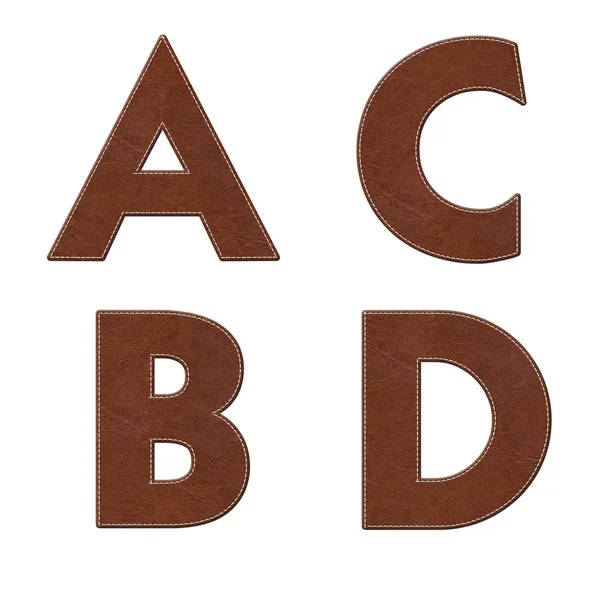 Alfabet med stygn design på läder element — Stockfoto