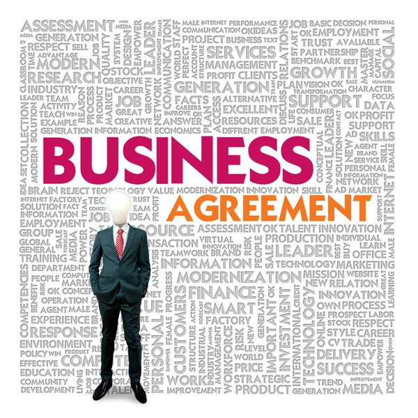 Business word cloud for business and finance concept, Business contract — Stock Photo, Image
