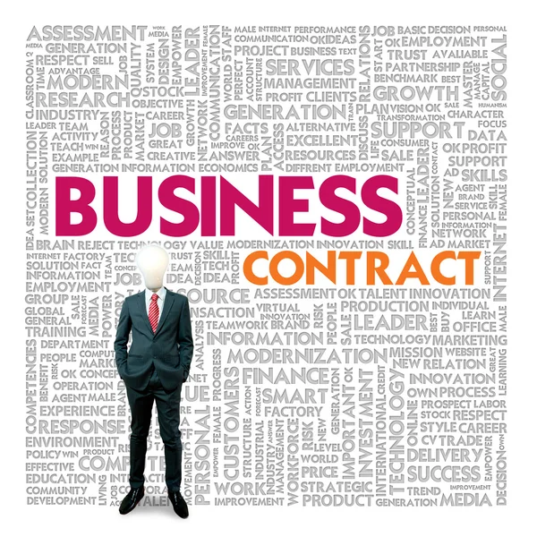 Business word cloud for business and finance concept, Business contract — Stock Photo, Image