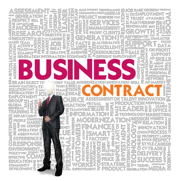 Business word cloud for business and finance concept, Business contract — Stock Photo, Image