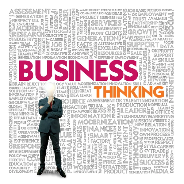 Business word cloud per il concetto di business e finanza, Business thinking — Foto Stock