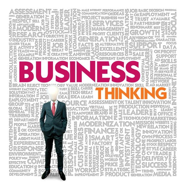 Business word cloud per il concetto di business e finanza, Business thinking — Foto Stock