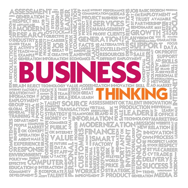 Облако бизнес-слов для концепции бизнеса и финансов, Бизнес-мышление — стоковое фото