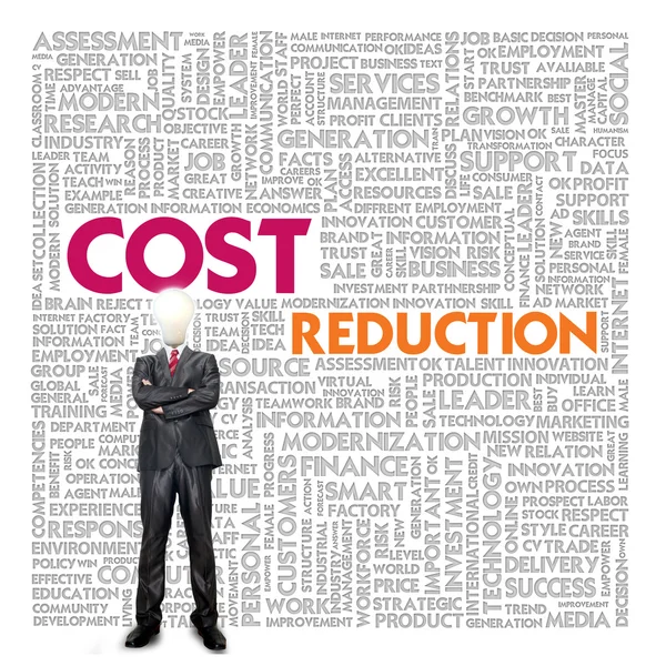 Business word cloud for business and finance concept, Cost Reduction — Stock Photo, Image