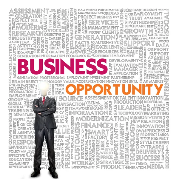 Business word cloud per concetto di business e finanza, Business Opportunity — Foto Stock