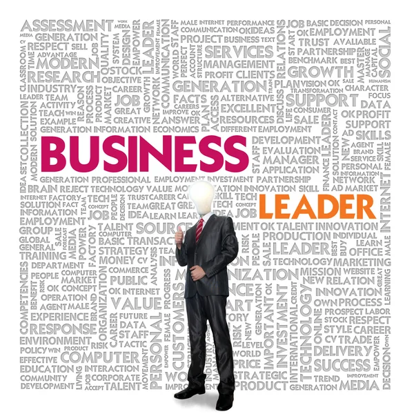 商业和金融的概念，商业领袖的业务词汇云 — 图库照片