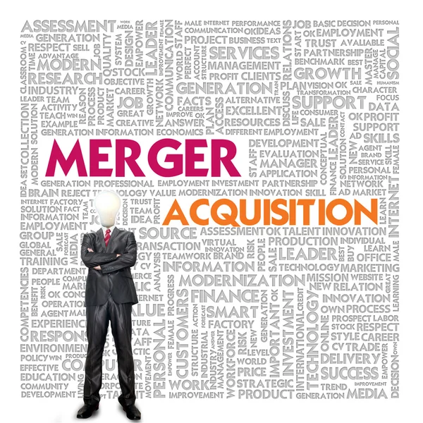 Business word cloud for business and finance concept, Merger — Stock Photo, Image