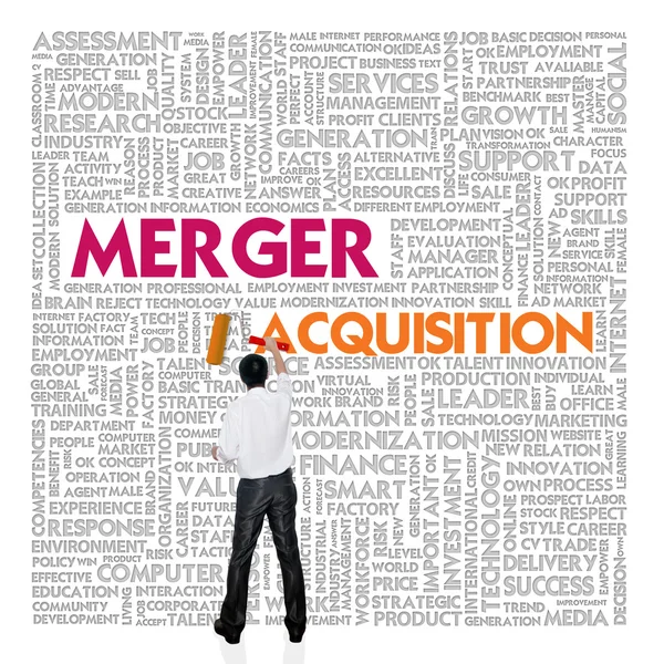 Business word cloud for business and finance concept, Merger — Stock Photo, Image