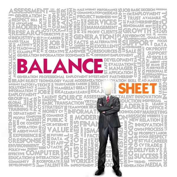 Business word cloud for business and finance concept, Balance sheet — Stock Photo, Image