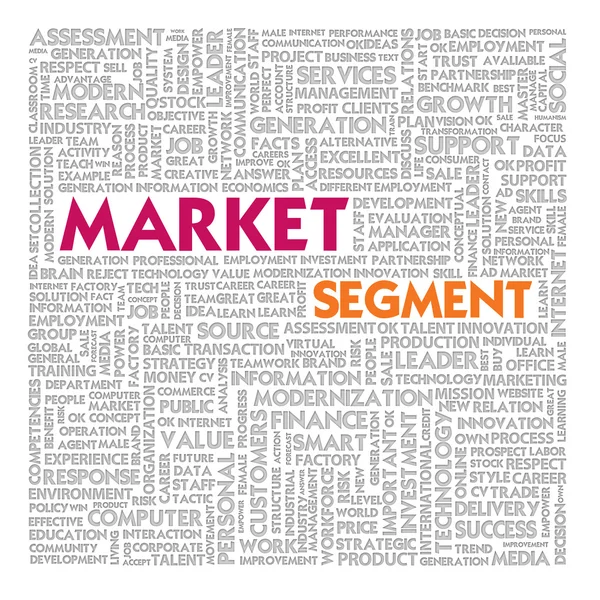 Nuvem de palavras de negócios para conceito de negócios e finanças, Segmento de mercado Imagem De Stock