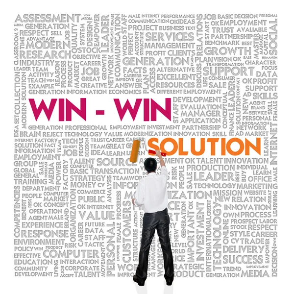 Business word cloud pour concept d'entreprise et de finance, solution Win win — Photo