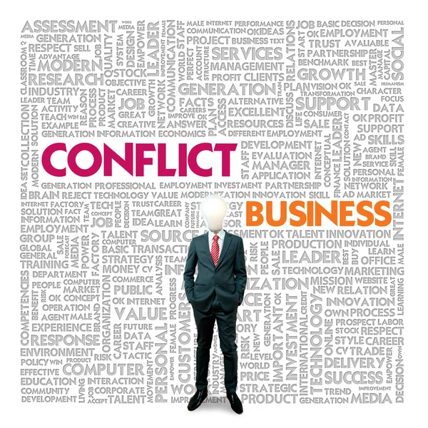 Awan kata bisnis untuk konsep bisnis dan keuangan, Manajemen Konflik — Stok Foto