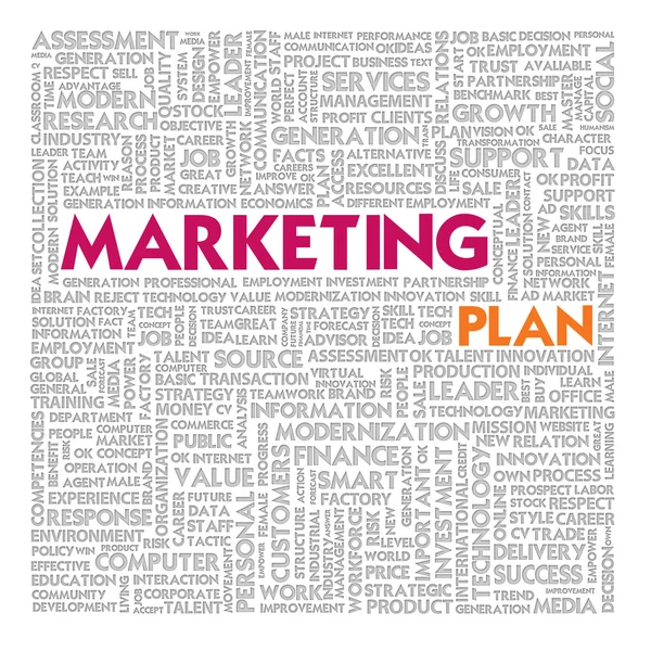 Business word cloud per concetto di business e finanza, Marketing Plan — Foto Stock