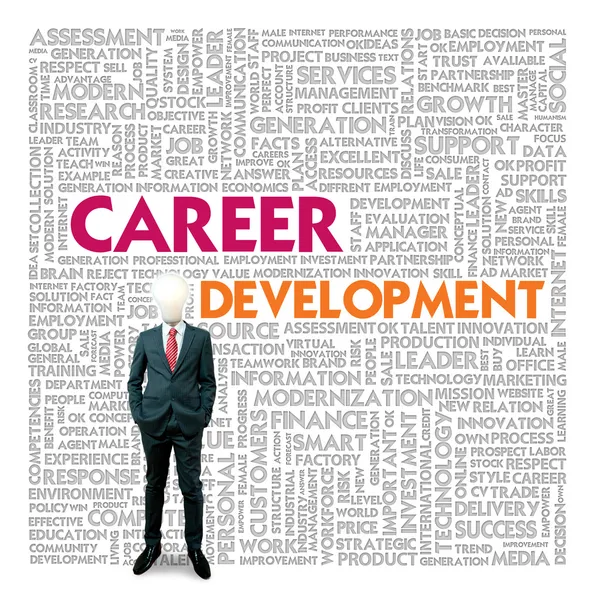 Word cloud per il concetto di business e finanza, Career Development — Foto Stock