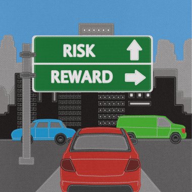kumaş dikiş tarzı ile risk ve ödül Otoban işareti kavramı
