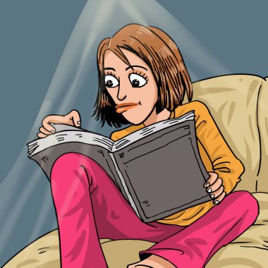 Bir kız yatakta okuma.