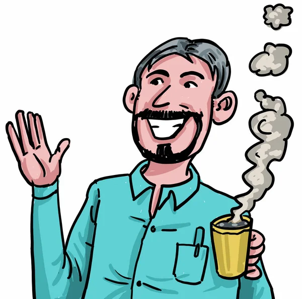 Šťastný Muž Šálkem Kávy — Stockový vektor