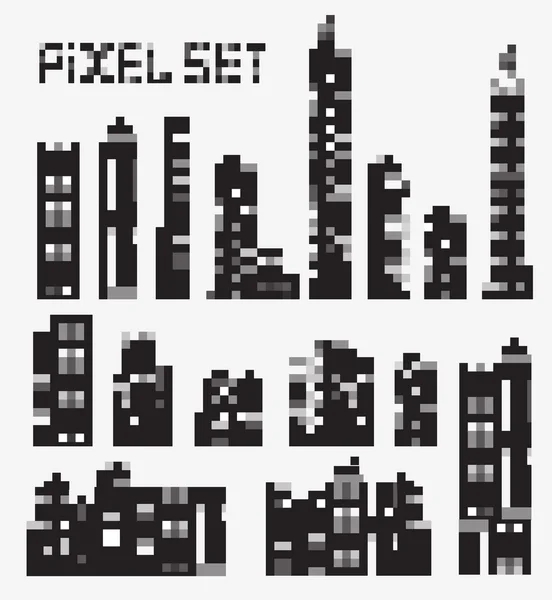 Pixel byggnader — Stock vektor