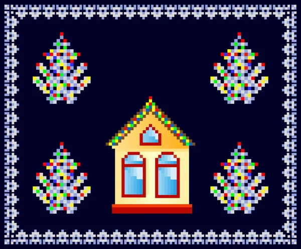 Casa decorada para Navidad — Vector de stock