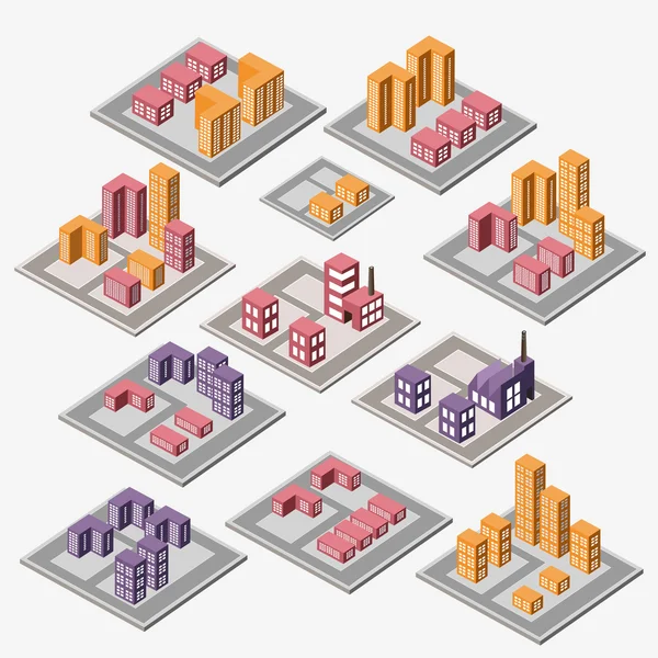 Edifícios urbanos e industriais —  Vetores de Stock