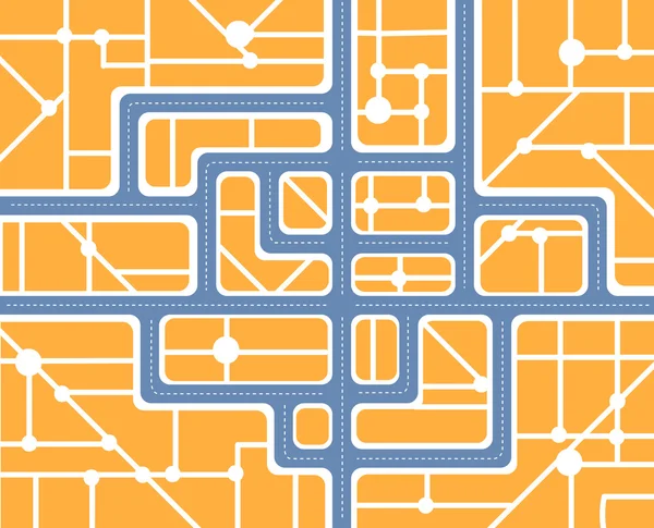 Plan van de stad met straten en huizen — Stockvector