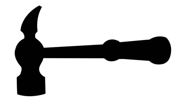 Icono de herramienta de construcción de silueta única de martillo para diseño — Vector de stock