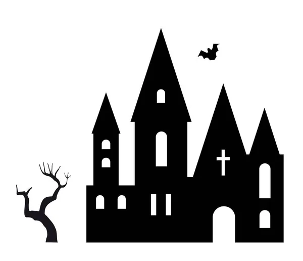 Het bouwen van Halloween kathedraal Horror Church Feestelijke Illustratie — Stockvector